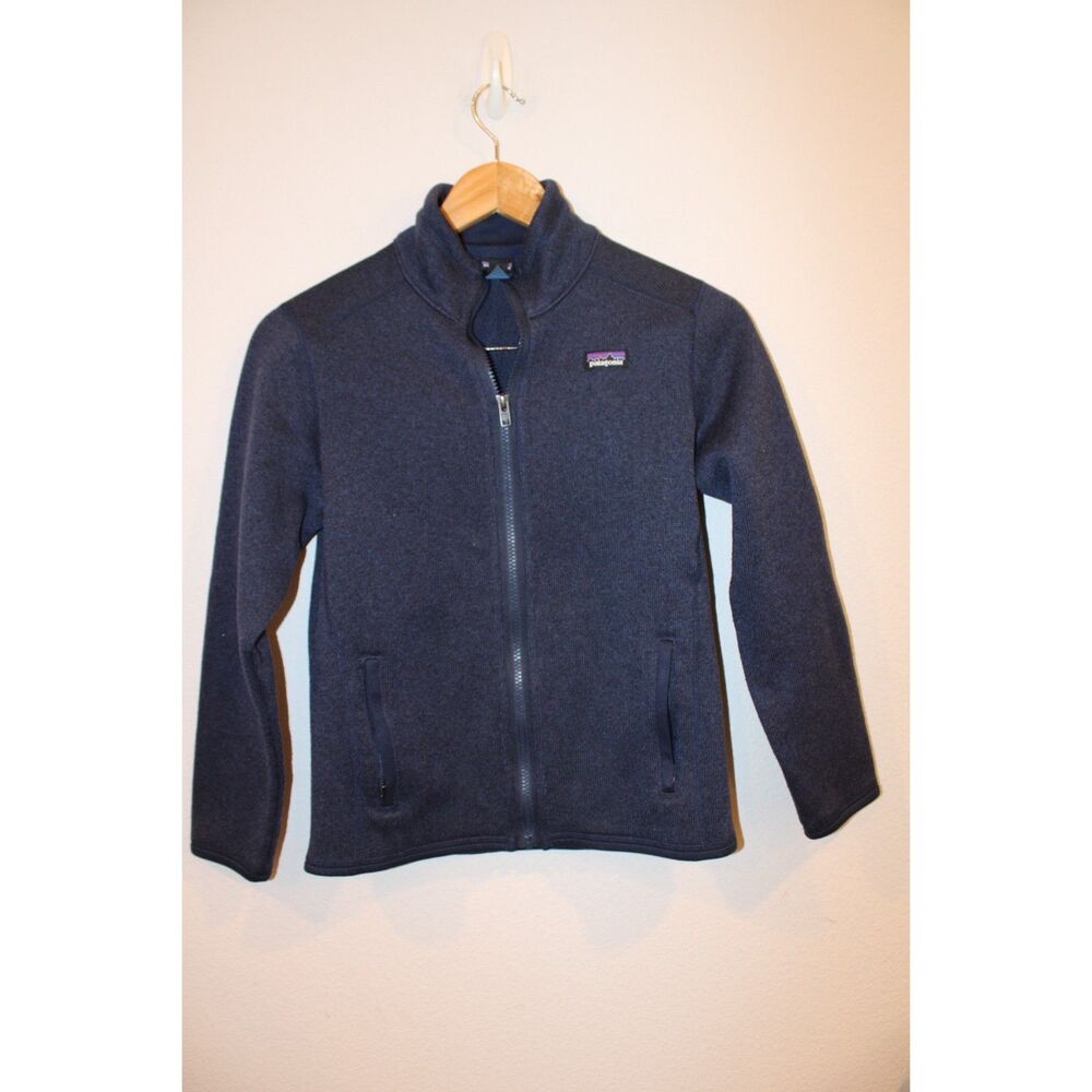 Patagonia kids size medium 10 navy blue better sweater full zip jacket